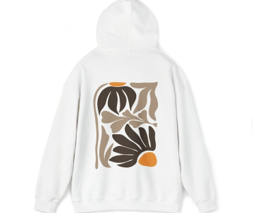 Boho Flowers Hooded Sweatshirt, Floral Minimalist Hoodie, Retro Flower Hoodie3