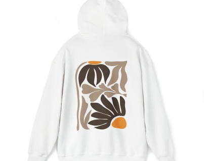 Boho Flowers Hooded Sweatshirt, Floral Minimalist Hoodie, Retro Flower Hoodie3